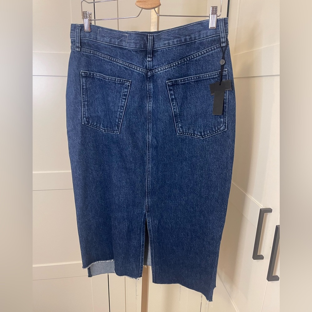 NWT Rag & Bone Sukato Denim Skirt Featuring a Frayed Step Hem Size 31 - Picture 11 of 16